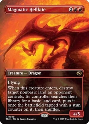 Magmatic Hellkite (Borderless) - Foil<br /><span class="collector-number">Collector No. 380</span>
