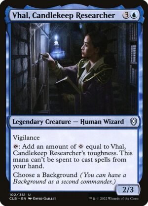 Vhal, Candlekeep Researcher<br /><span class="collector-number">Collector No. 102</span>