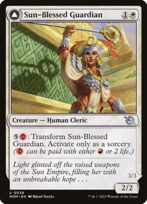 Sun-Blessed Guardian // Furnace-Blessed Conqueror<br /><span class="collector-number">Collector No. 38</span>