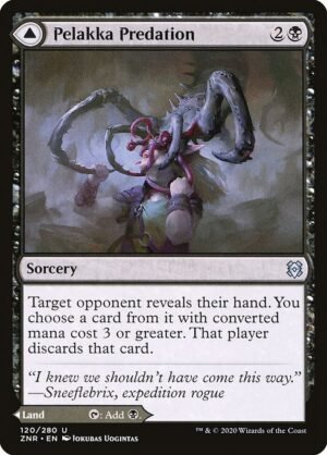 Pelakka Predation // Pelakka Caverns<br /><span class="collector-number">Collector No. 120</span>