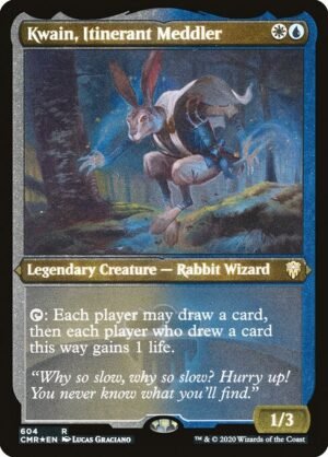 Kwain, Itinerant Meddler - Etched<br /><span class="collector-number">Collector No. 604</span>
