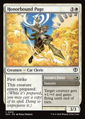 Honorbound Page // Forum's Favor - Foil<br /><span class="collector-number">Collector No. 19</span>